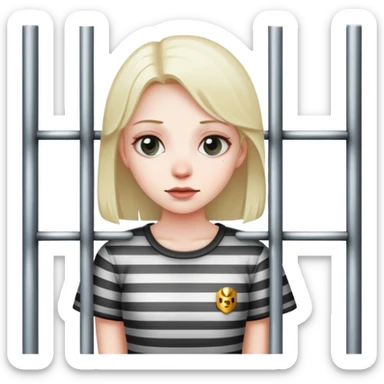 girl standing behind jail bars sticker