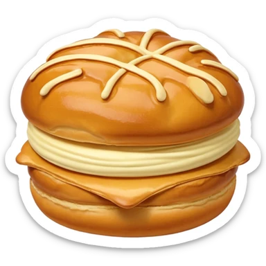 choux pastry cream puff, round and shiny, minimal details sticker