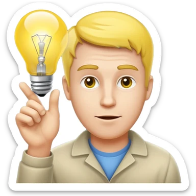 A white man came up with an idea, a light bulb appeared sticker