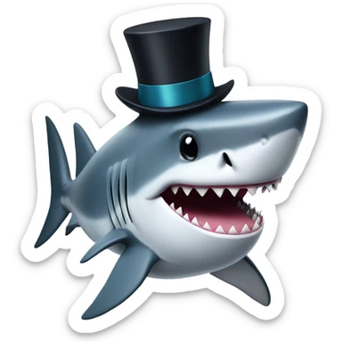 Shark with a top hat sticker