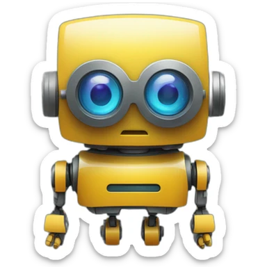 robot con lentes frikis y cara y simbolos de pregunta sticker