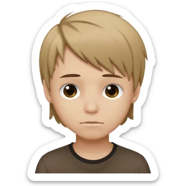 boy with dark blonde hair emo, shirt color brown sticker