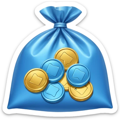 blue coins credit in a package sticker