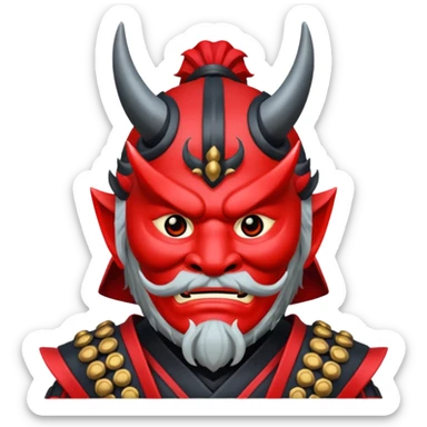 samurai Lord Garmaddon oni mask red, black, like sticker