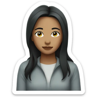 girl with black hair and eyes closed outdoors sticker