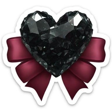 crystal black heart with burgundy bow sticker