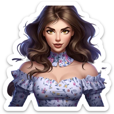 girl in floral dress portrait sticker