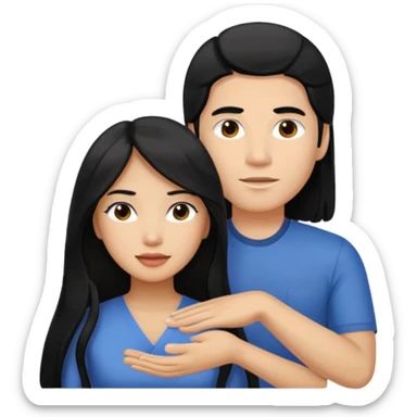 Philippines woman with long hair is massaged from a blond white man sticker