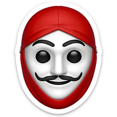 Emoji de la película La casa de papel máscara y la ropa rojo y la máscara realista  sticker
