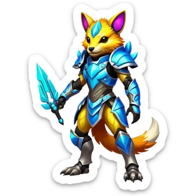 Shiny Epic Edgy Cool Colorful Vibrant Modern Vernid-Protogen-creature-animal, full body sticker