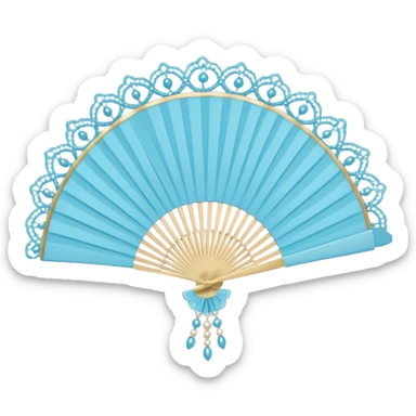 rococo pastel blue fan with lace and pearls sticker