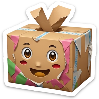 Generate a realistic emoji of a package being damaged sticker