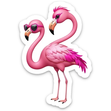 flamingo with pink heart sunglasses sticker