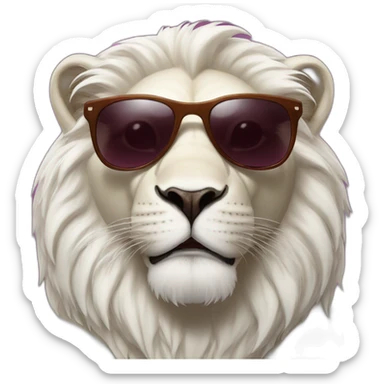 white lion wearing sunglasses and drinking wine sticker