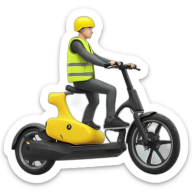 xiaomi trottinette electrique bald man with yellow safety vest sticker
