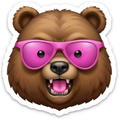 angry bear pink sunglasses sticker