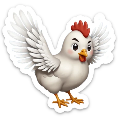 "Chicken flying in the wind during a snowstorm" sticker
