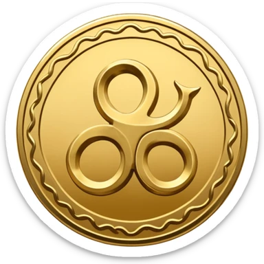 A mora coin with a triskelion on it  sticker