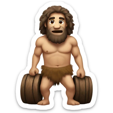 caveman with wooden wheels sticker