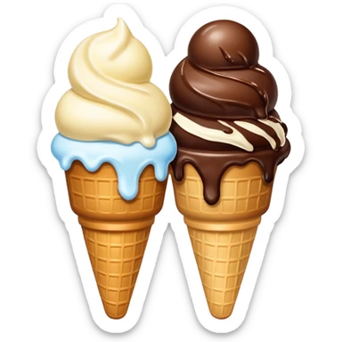 Create an image with 2 scoops of icecream slighted inverted ly placed aginst each other sticker