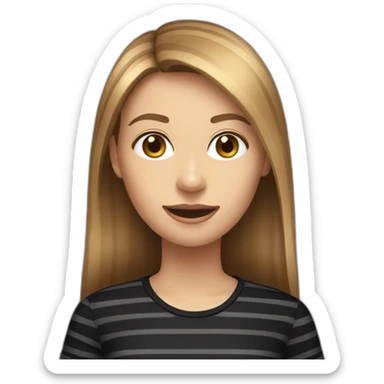 long light brown hair woman wearing black stripy t-shirt sticker