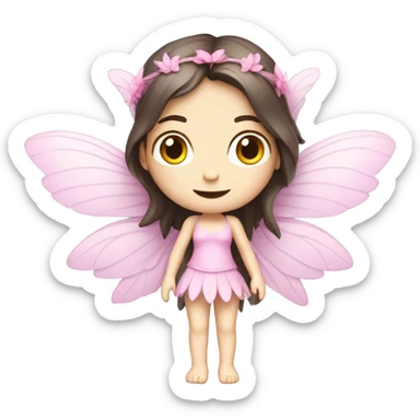 Pale skin, brunette fairy woman with pink wings full body sticker