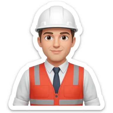 Ingeniero con casco blanco con chaleco rojo sticker