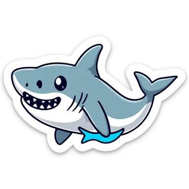cartoon shark wearing colorful Air Jordans on all fins, playful and bold sticker