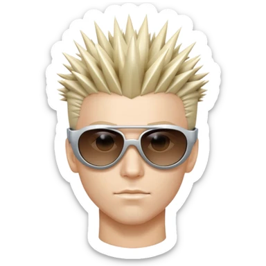 cyber y2k guy with futuristic sunglasses and spiky hair sticker