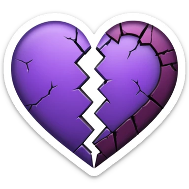 Gothic half-split, cracked Half black half Purple Heart sticker