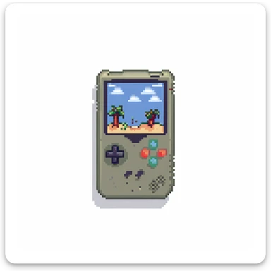 Retro gaming handheld device with screen visible, viewed at 45 degree angle sticker