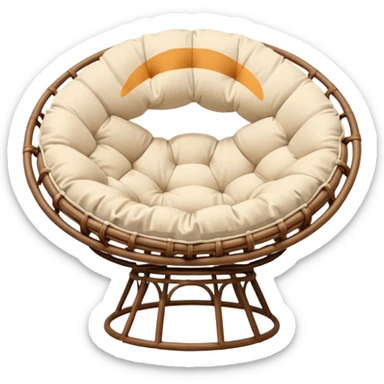 Light brown Papasan chair with cream cushion sticker