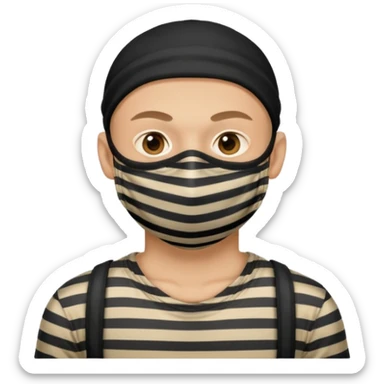 Thief with stripped shirt, face mask sticker