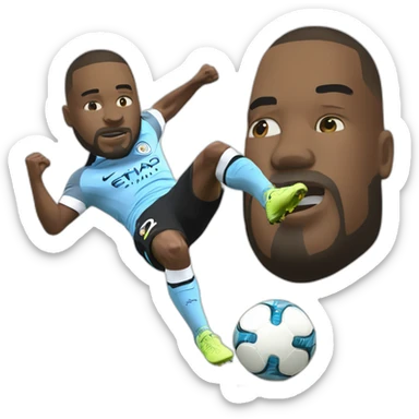 manchester city player tackling big head sticker