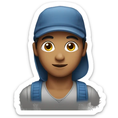 Tunisian boy with cap sticker