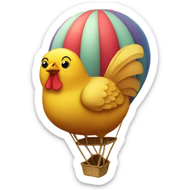 chicken whit shoes in a hot air balloon sticker