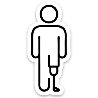 outlined icon of a man with a peg leg sticker