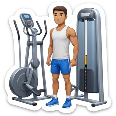 standing fit man with blue shorts cable-machine-exercise sticker