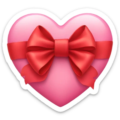 pink heart with red bow  sticker