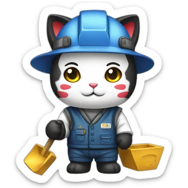 maneki neko mining worker  sticker