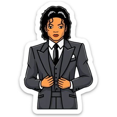Michael Jackson elegant black suit waist up portrait sticker