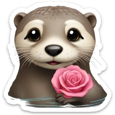 loutre avec cœur rose  sticker