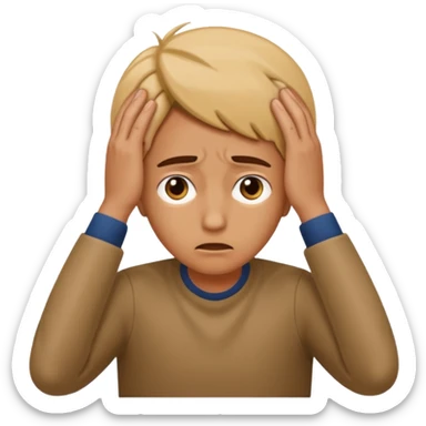 manos a la cabeza, de preocupacion sticker