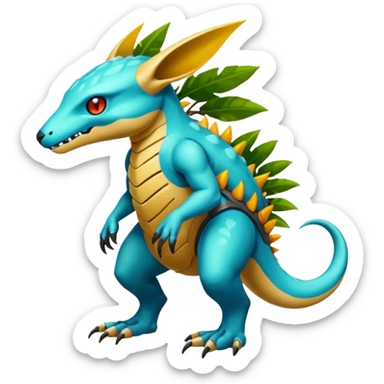  exotic tropical cyber-Protogen-Fakémon-Vernid-creature (full body) sticker