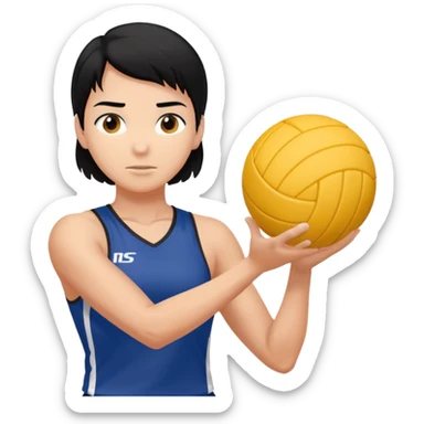 Uma atleta de voleibol branca de cabelo preto, esperando a bola  sticker