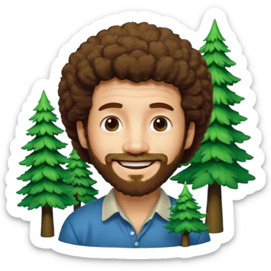 Bob Ross and Happy Little trees sticker