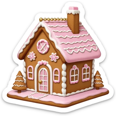 light pink and gold and white gingerbread house sticker