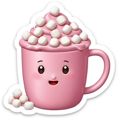 Pinke Tasse heiße Schokolade mit mini marshmallow , ohne Gesicht sticker