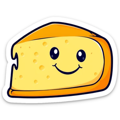cartoon style Italian stracchino cheese with a smiling face sticker