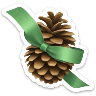 pine cone with Sage light green ribbon sticker
